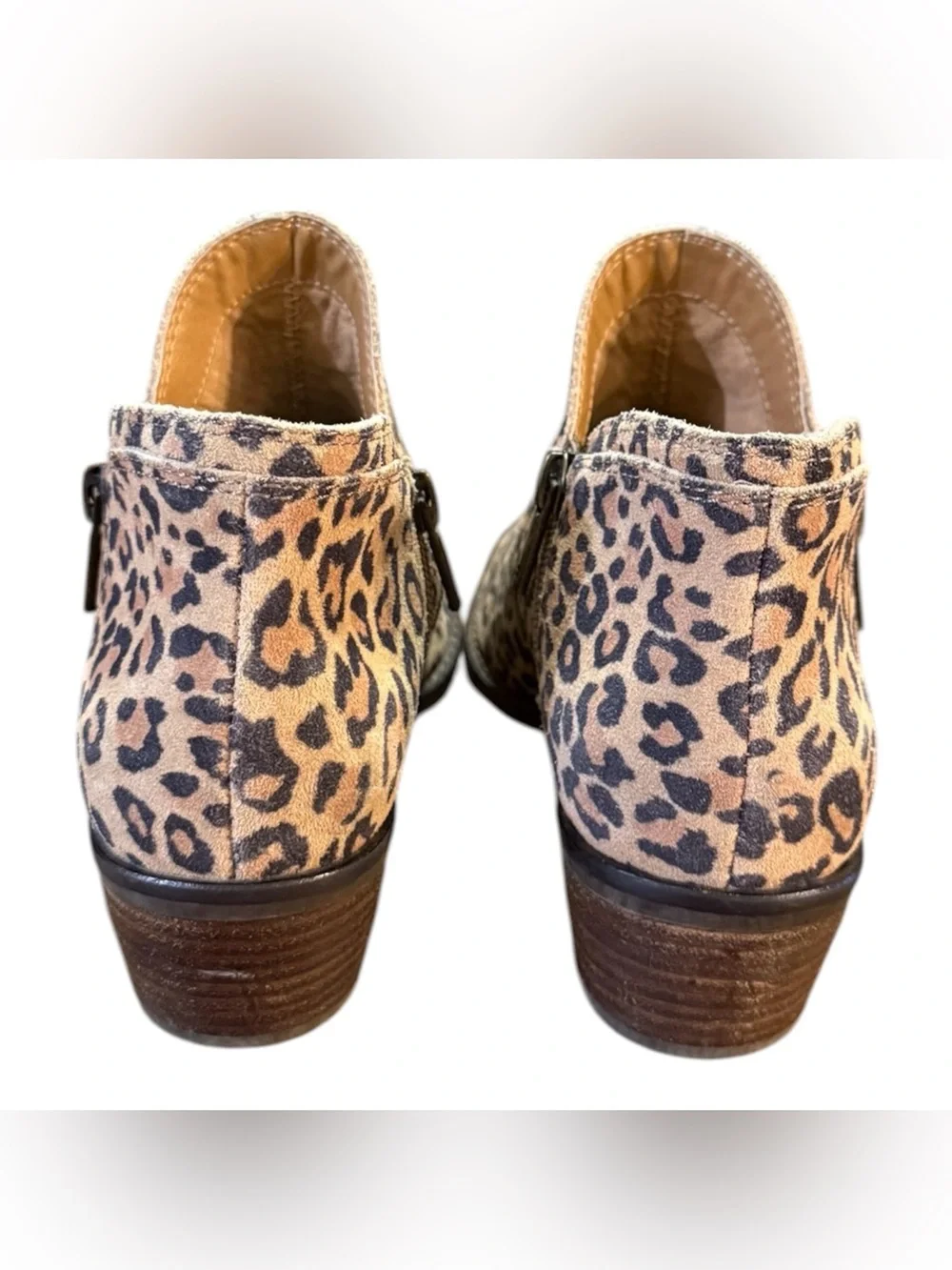 Lucky Brand Fhuna Leopard Print Suede Ankle Booties Women’s Size 7.5 - Picture 2 of 8